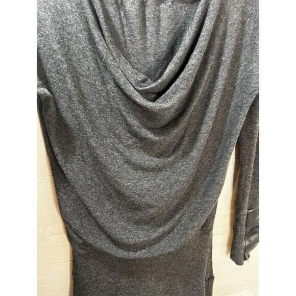 Bordeaux XS/TP Long Sleeve Draped Back Maxi Dress With Faux Leather Cuffs In Cha - Picture 6 of 6